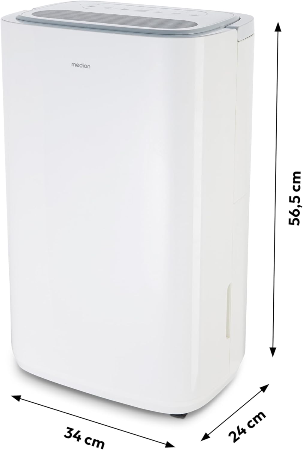 MEDION DH20 Luftentfeuchter elektrisch (bis zu 100m³ (20m²), 20Liter/24h, 43db leise, elektrischer R