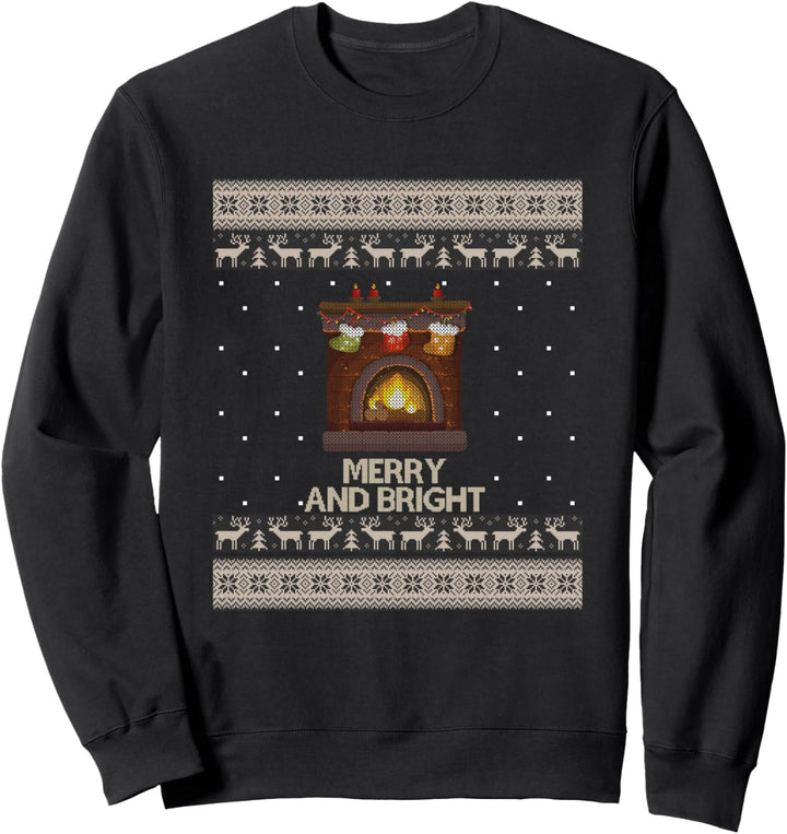 Fröhliches und helles Feuer Hässlicher Weihnachtskamin Sweatshirt