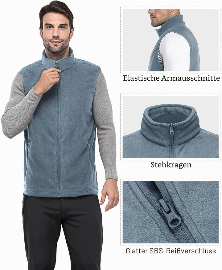 Outdoor Ventures Fleece Weste Herren Leicht Ärmellose Fleeceweste Jacke Winddicht Warm Gefütterte Wi