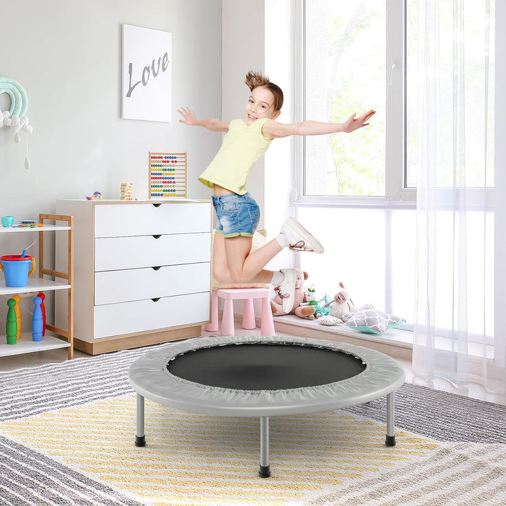COSTWAY φ97cm Mini Trampolin, Fitness Trampolin faltbar, Kindertrampolin bis 150kg belastbar, Trampo