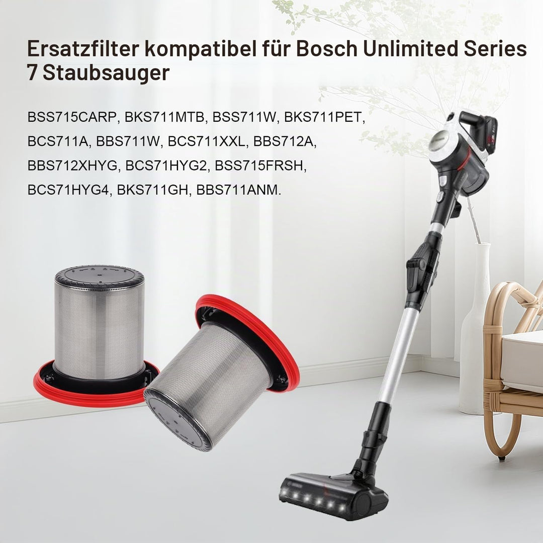 2 Stück Ersatzfilter für Bosch Unlimited Serie 7 Akku-Staubsauger, BSS715CARP/ BBS711W Ersatz Filter