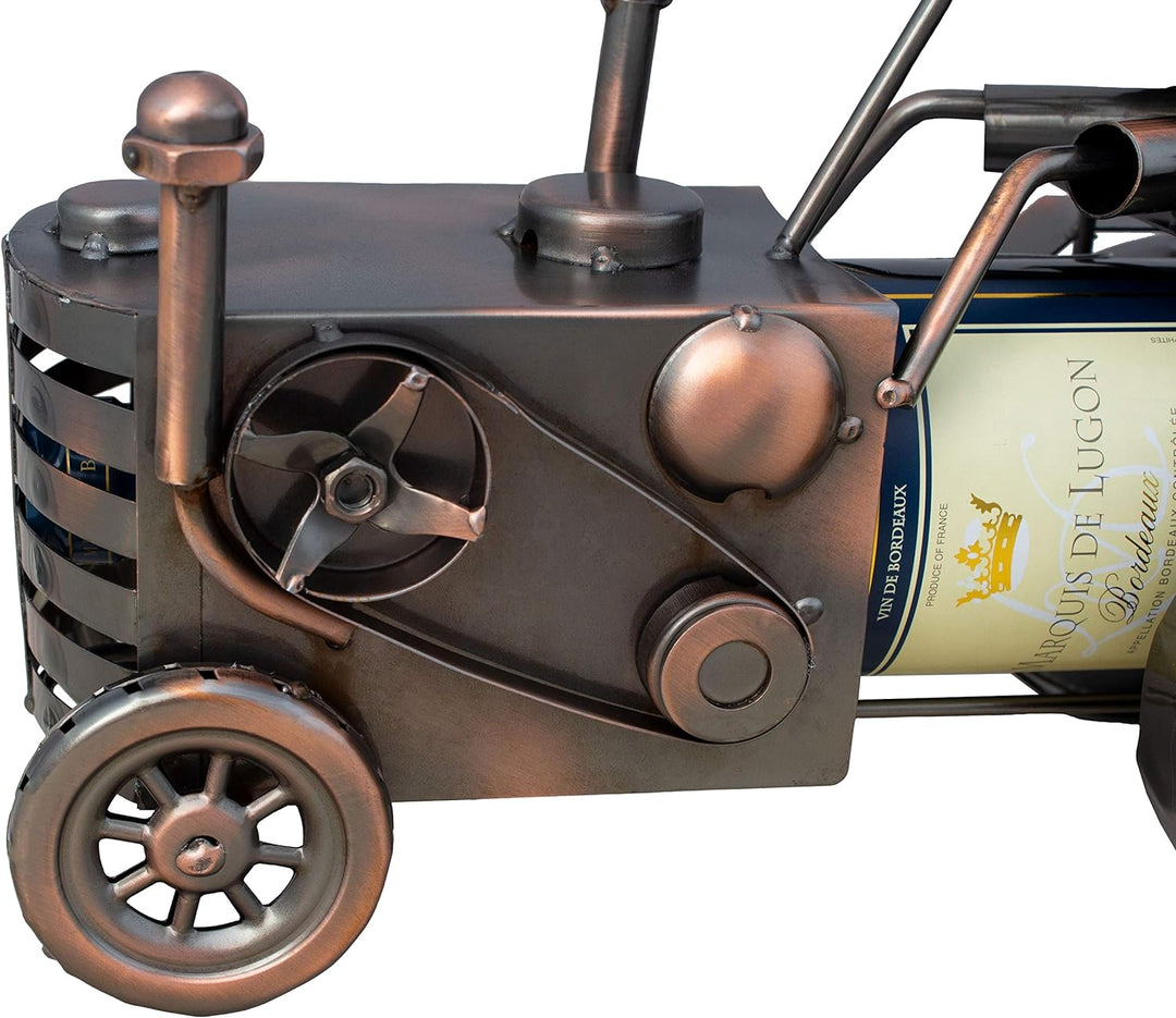 BRUBAKER Weinflaschenhalter Traktor mit Traktorfahrer Deko-Objekt Metall Flaschenständer mit Grusska