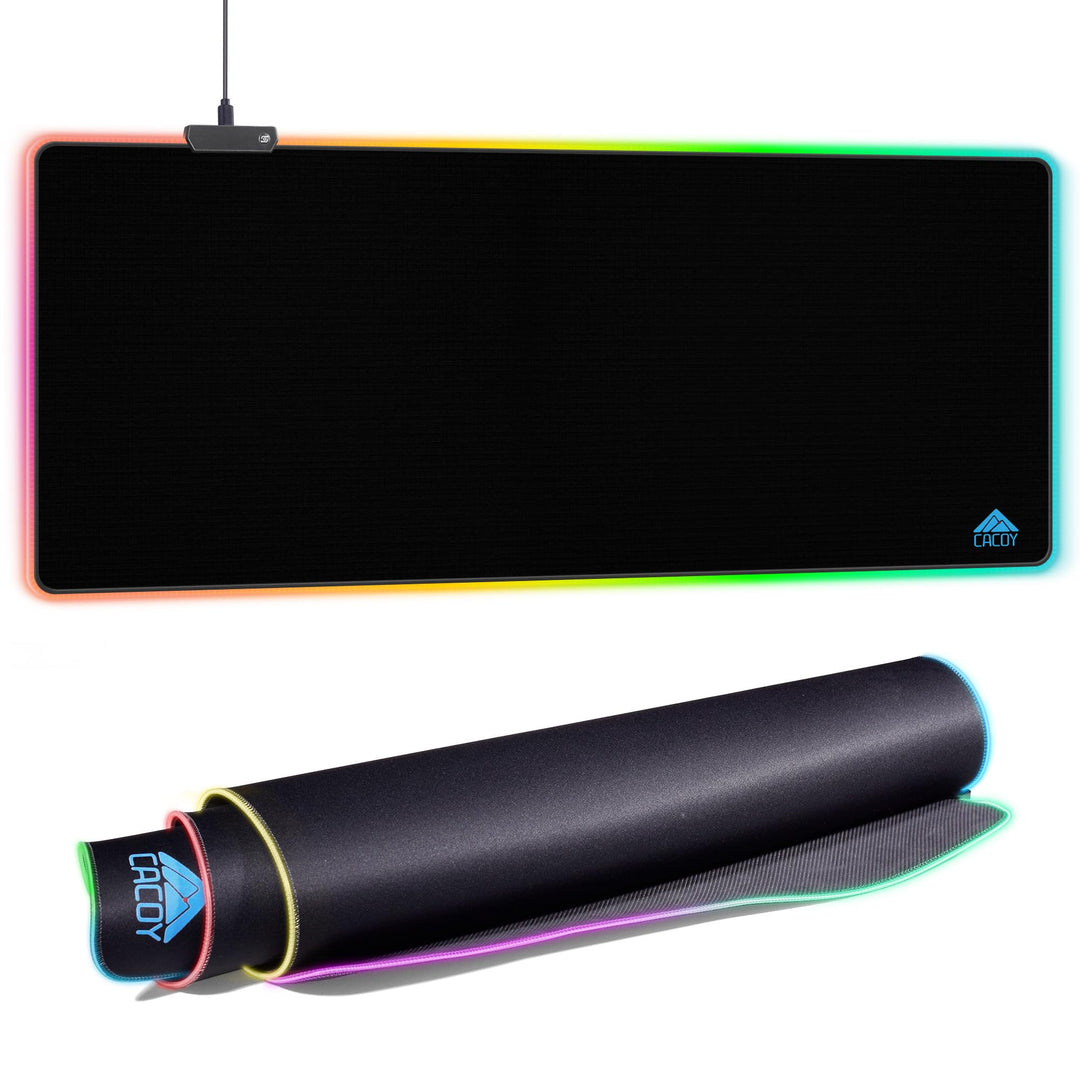 Cacoy 1200x500 mm Übergrösse RGB Gaming Mauspad, Gross Computer Mousepad mit 9 Beleuchtungs Modi, Ve
