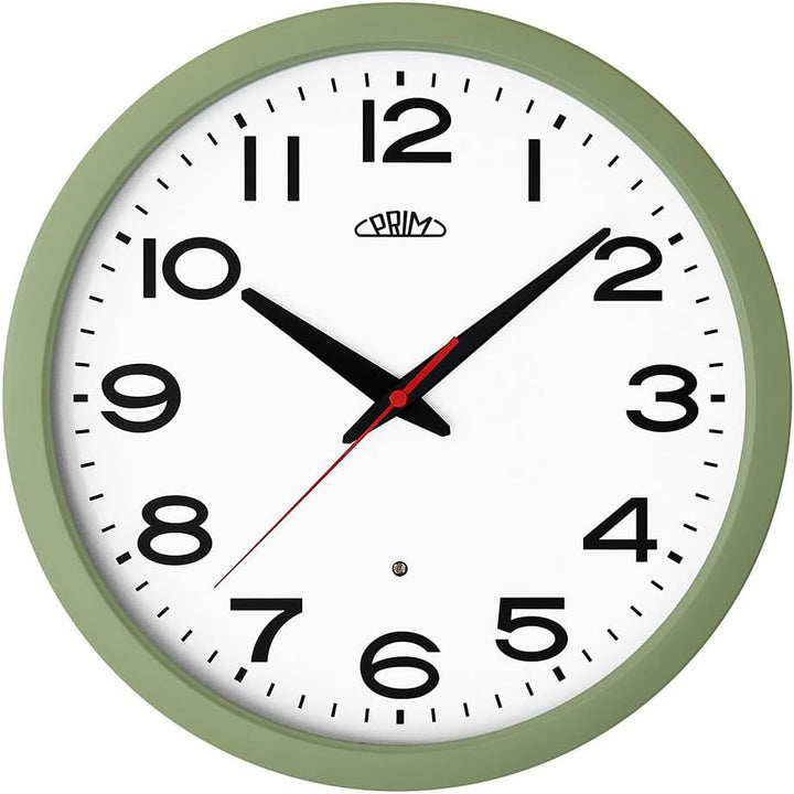 PRIM Insight Leuchtende Design Kunstoff Wanduhr, Weiss/Grün, Licht- und Geräusch-Sensor, Quarz-Uhrwe