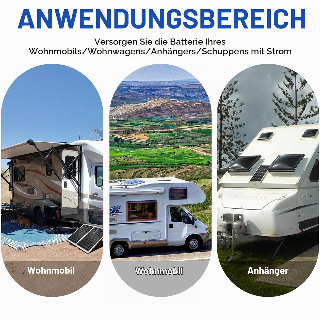 ECO-WORTHY 100W 12V Solarpanel Kit für Wohnmobil Boot 12V Batterie: 100W Monokristallinem Solarmodul