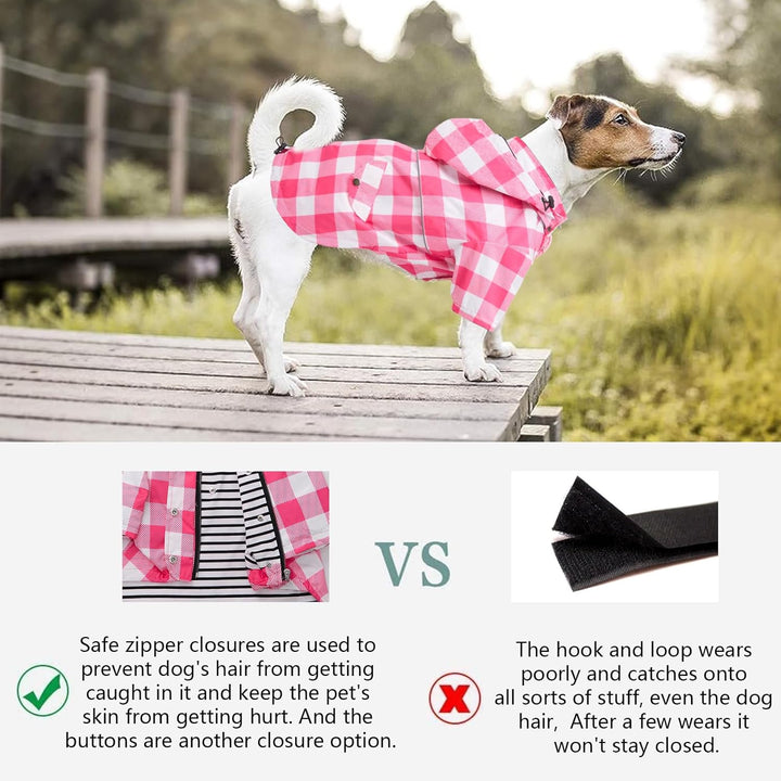MOREZI Hunderegenmantel, mit Reissverschluss und reflektierenden Knöpfen, Regen-/wasserdicht, Verste