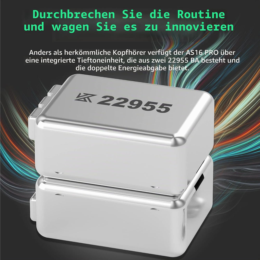 Yinyoo KZ AS16 PRO In-Ear-Kopfhörer, 8 ausgewogene Armature Drivers Stage Studio HiFi IEM in Ear Mon