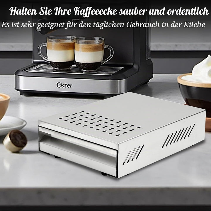Kaffeesatz Abschlagbehälter, Sudschublade für Kaffeesatz, 36 x 28 x 10 cm Kaffee Abklopfbehälter, Su