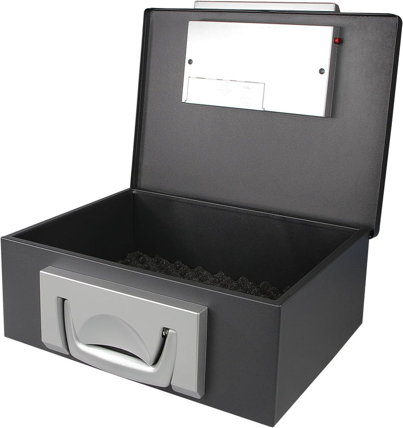 HMF 1006-02 Dokumentenbox mit Elektronikschloss | 32,5 x 25,5 x 12,5 cm | DIN A4 | Schwarz