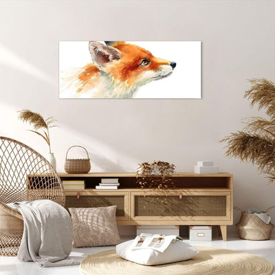 Wandbilder Dekoration Wohnzimmer Fuchs Tier Natur Panorama Bilder auf Leinwand 120x50cm Leinwandbild