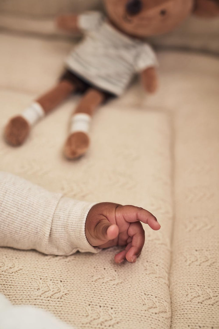 Jollein Krabbeldecke für Baby - Grain Knit, Oatmeal - Laufgittereinlage - 75x95 cm - Spieldecke Baby