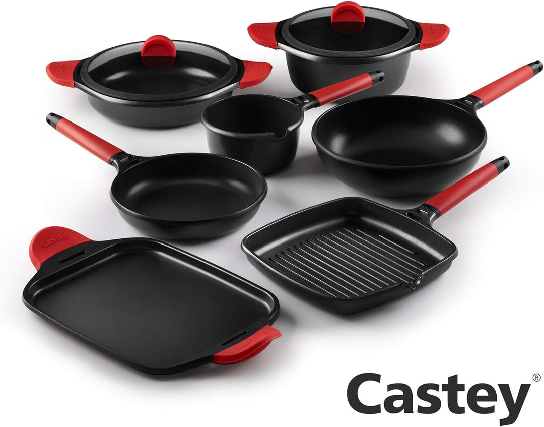 Castey Fundix Flache Kasserolle / 28 cm / mit Deckel 30 cm / Perfekte Wärmeverteilung / Sicheren und