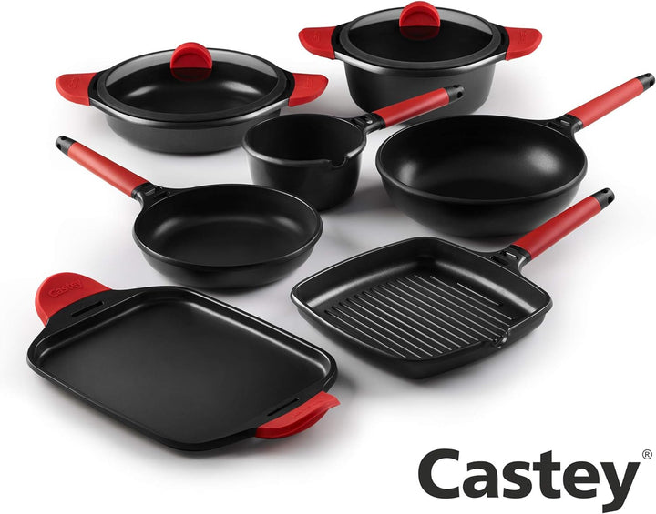 Castey Fundix Flache Kasserolle / 28 cm / mit Deckel 30 cm / Perfekte Wärmeverteilung / Sicheren und