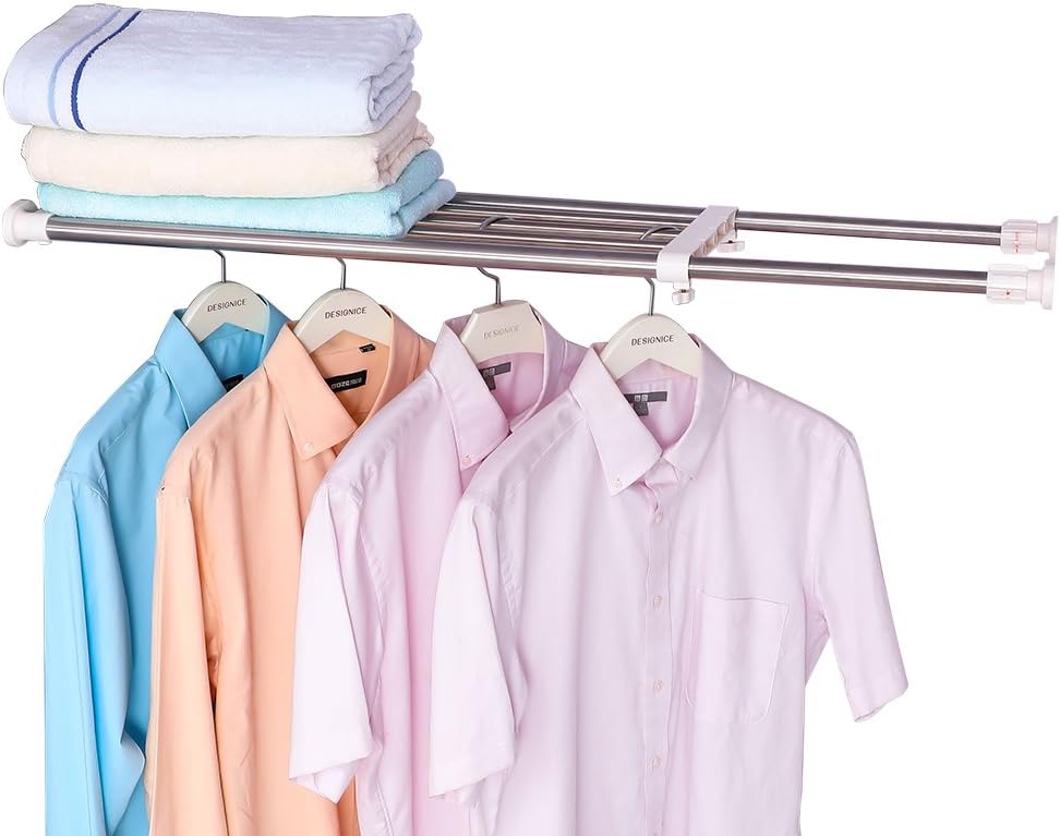 Hershii Erweiterbarer Schrank Teiler Kleider organisator Teleskopstangen Regal Hängende Stange Schwe