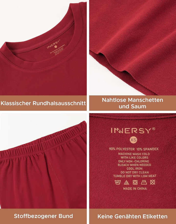 INNERSY Thermounterwäsche Damen Winter Oberteil und Unterteile Skiunterwäsche Warme Thermowäsche Set