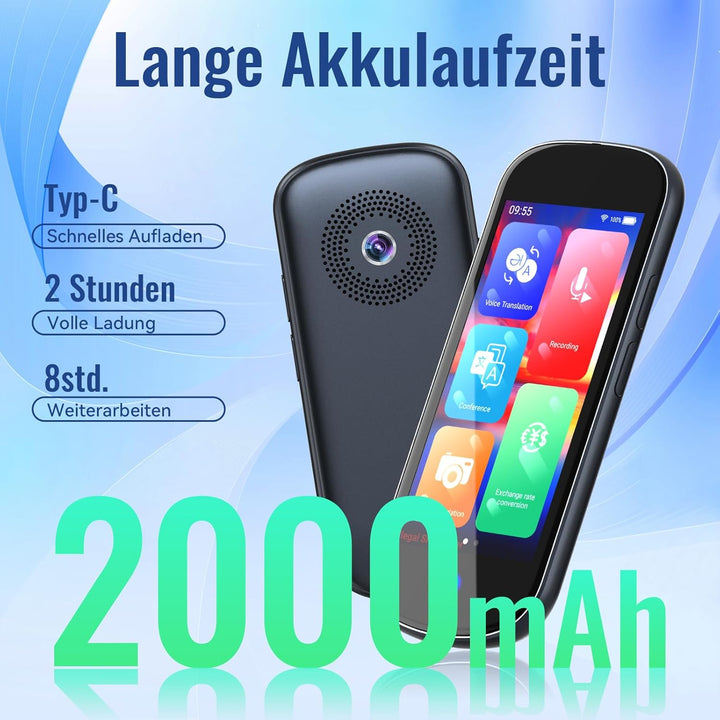 SKARA Sprachübersetzer Gerät ohne Internet, Echtzeit Übersetzer mit Sprachausgabe, 137 Sprachen & Ak