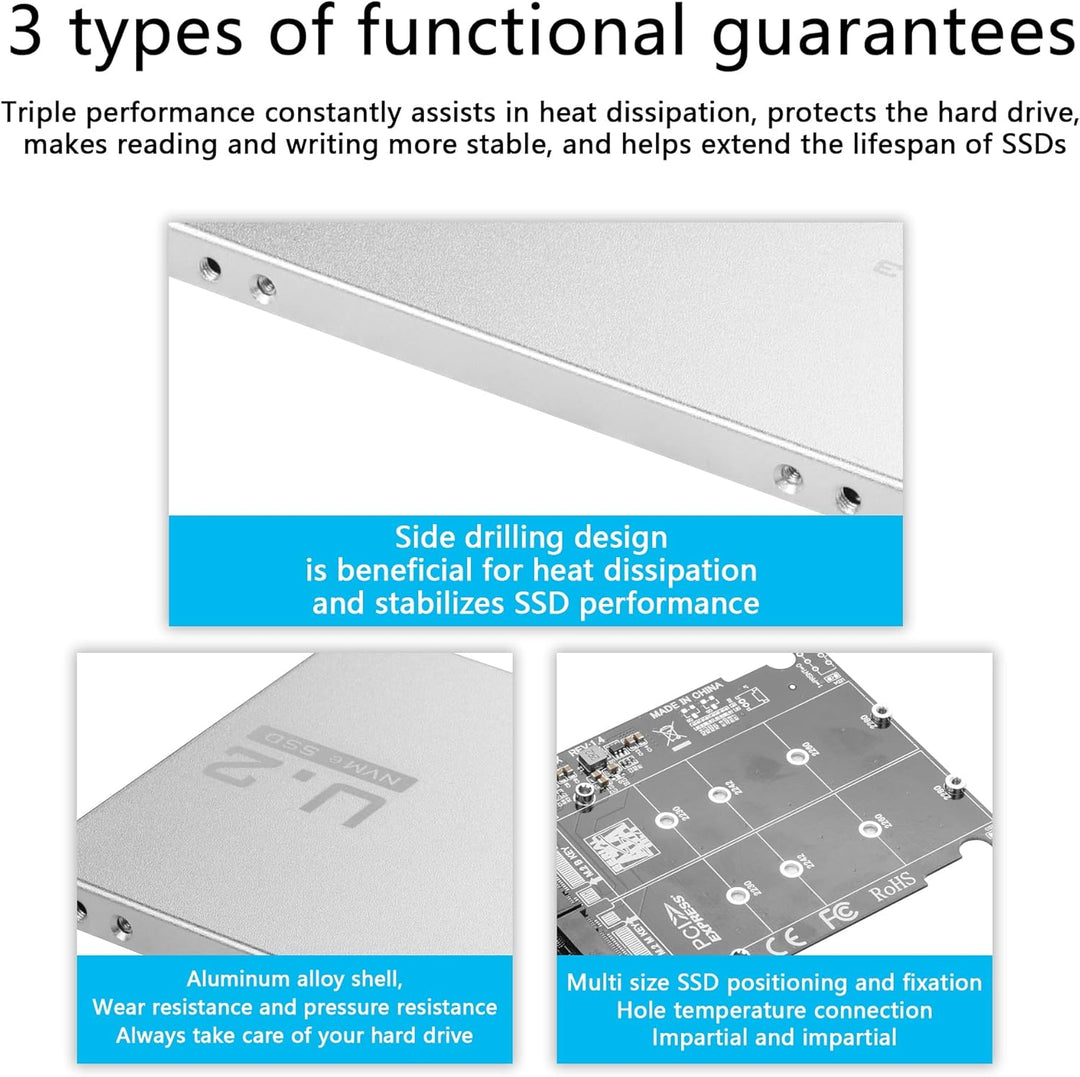 GINTOOYUN 2 in 1 Combo M.2 NVME/NGFF auf U.2 (SFF-8639) Adapterkarte - PCI-E NVME (M Key)/SATA (B Ke