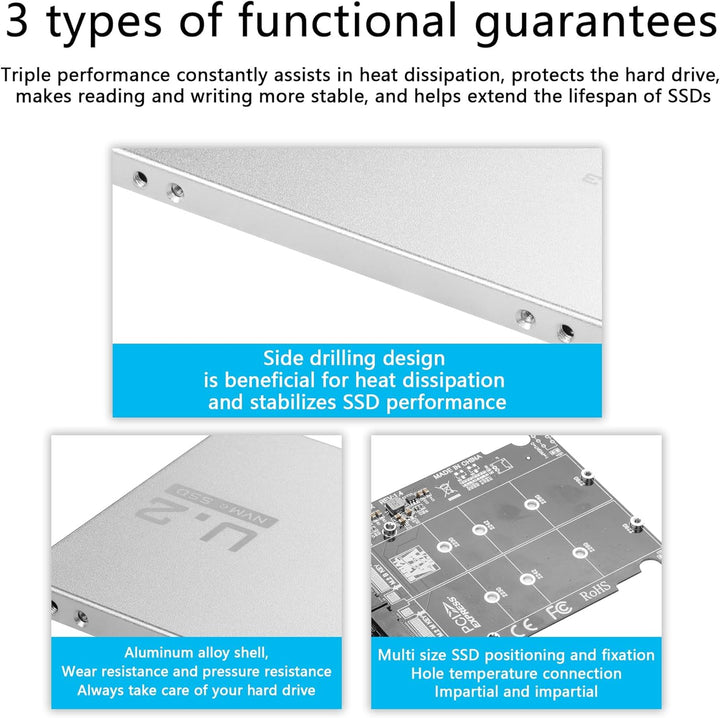 GINTOOYUN 2 in 1 Combo M.2 NVME/NGFF auf U.2 (SFF-8639) Adapterkarte - PCI-E NVME (M Key)/SATA (B Ke