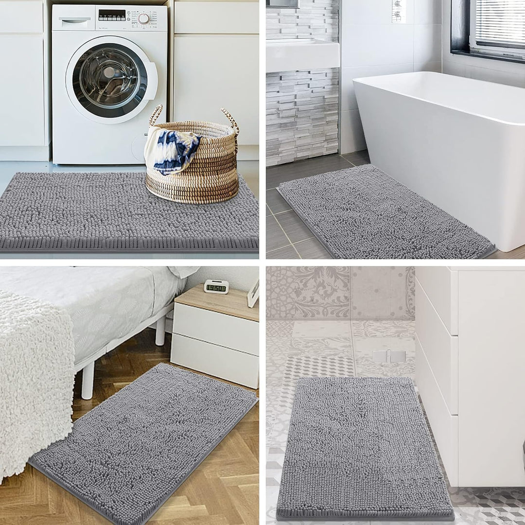 Homaxy rutschfeste Badematte Chenille Badezimmerteppich Mikrofaser Badteppich Saugfähige Hochflor Ba