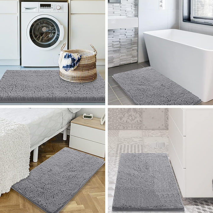 Homaxy rutschfeste Badematte Chenille Badezimmerteppich Mikrofaser Badteppich Saugfähige Hochflor Ba
