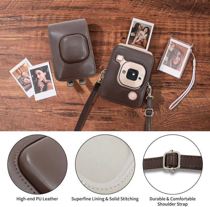HIYQIN Leder Tasche Kompatibel mit Fujifilm Instax Mini LiPLAY, für Fujifilm Mini Liplay Tasche mit