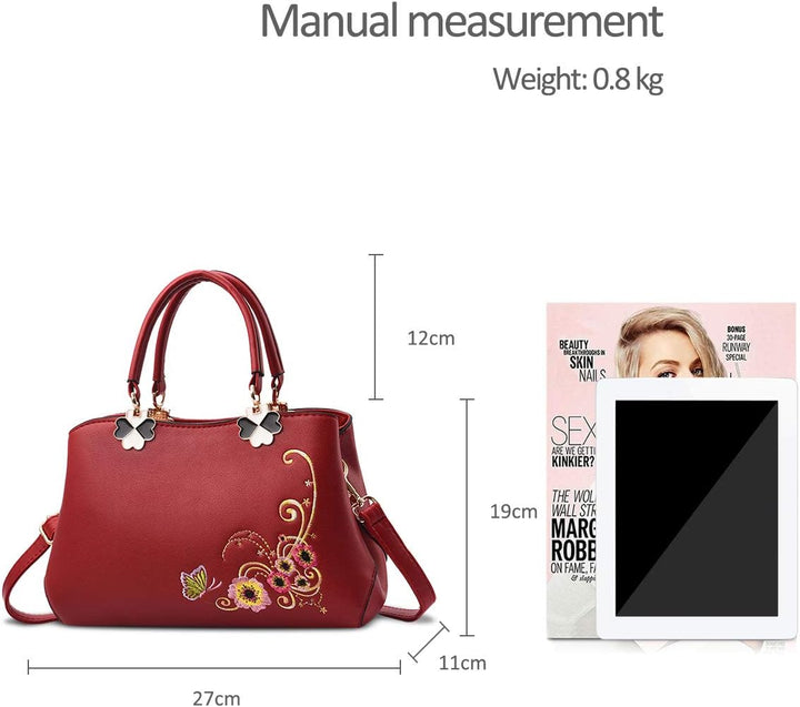 NICOLE&DORIS Handtaschen Damen Mode Schultertasche Geldbörse Retro Umhängetasche Frau Tote Stickerei