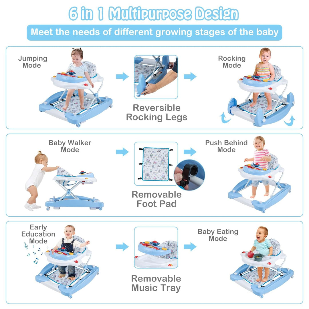 LIFEZEAL 6 in 1 Lauflernhilfe, Babywalker Spiel- und Lauflernwagen zusammenklappbar mit abnehmbarem