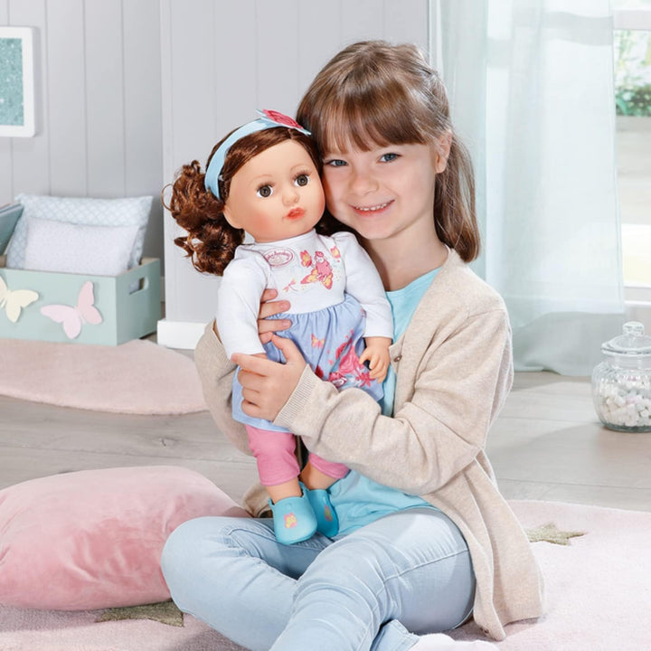 Zapf Creation 707234 Baby Annabell Sophia, brünett 43cm -weiche Stoffpuppe mit langen braunen Haaren
