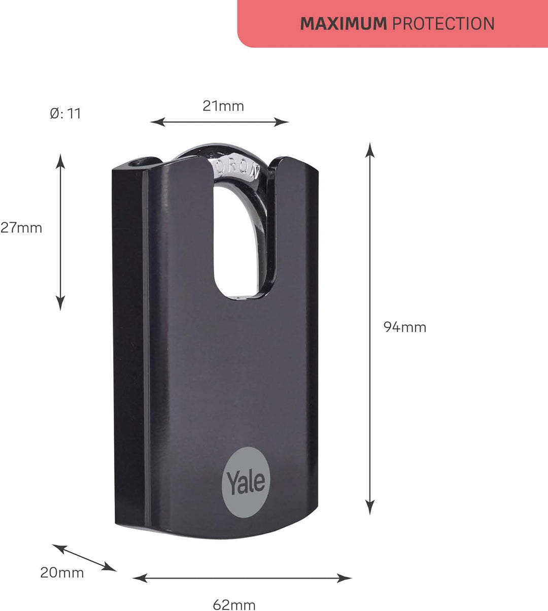 Yale - Y300CB/63/127/1 Maximale Sicherheit 62 mm Vorhängeschloss aus gehärtetem Stahl mit geschlosse