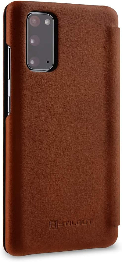 STILGUT Book Case kompatibel mit Samsung Galaxy S20 Hülle aus Leder zum Klappen, Klapphülle, Handyhü