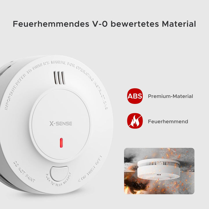 X-Sense Vernetzter Rauchmelder mit 10 Jahre Batterie, Feuermelder mit Stummschaltung, entspricht EN