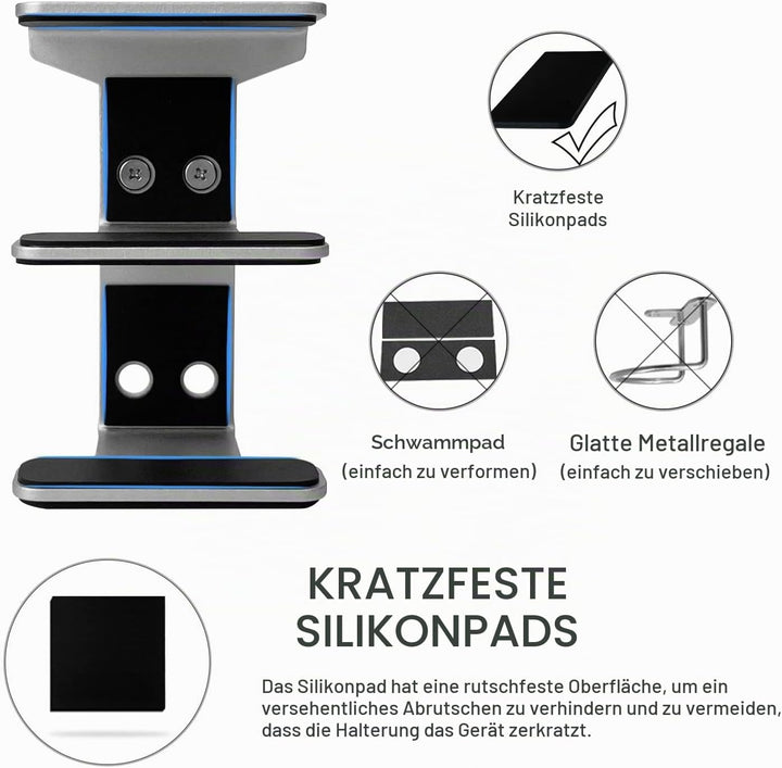 Aluminium 2-Lagige Untertisch Halterung Regal Halter Ständer für Laptop, MacBook Air/Pro mit kratzfe