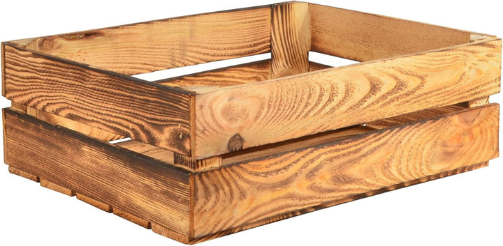 Geflammte Obstkiste - 50x40x15cm Holzkiste Weinkiste Apfelkiste Dekokiste 50x40x15cm Hell Geflammt 1