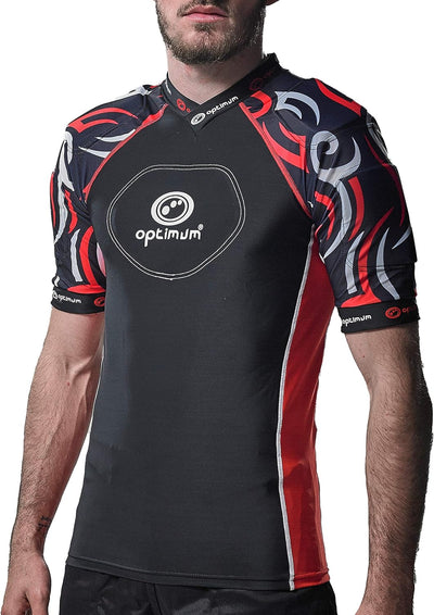 Optimum Razor Rugby Oberteil mit Schulterschutz Schwarz/Rot Large Boys (X-Small) Junior, Schwarz/Rot