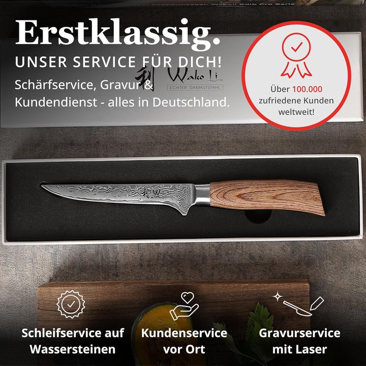 Wakoli EDIB Pro Damast Ausbeinmesser 14,50 cm Klinge extrem scharf aus 67 Lagen mit VG10 Stahlkern I