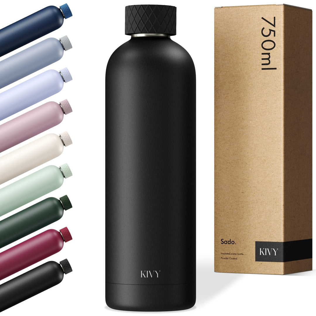 KIVY Edelstahl Trinkflasche 750ml - Auslaufsichere Thermosflasche 750ml - Kohlensäure geeignet - Iso