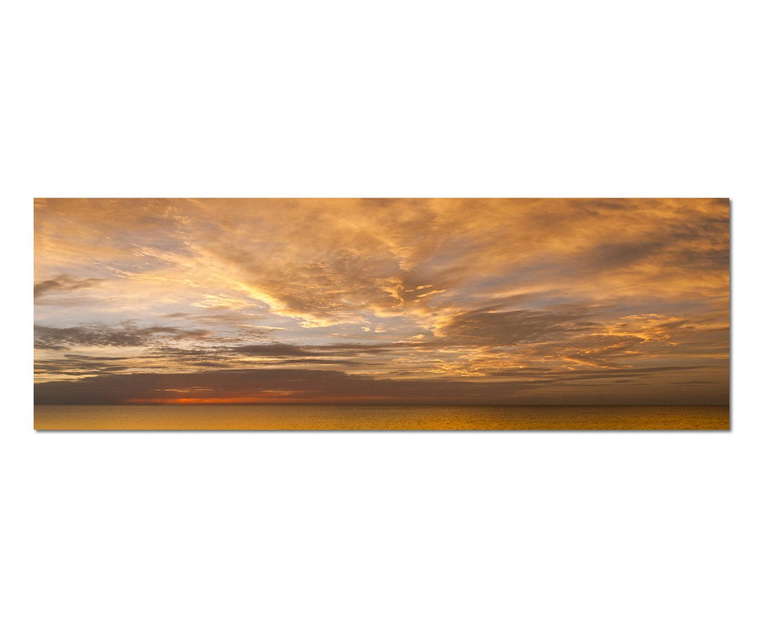 Paul Sinus Art Panoramabild auf Leinwand und Keilrahmen 150x50cm Ozean Wolkenhimmel Sonnenuntergang