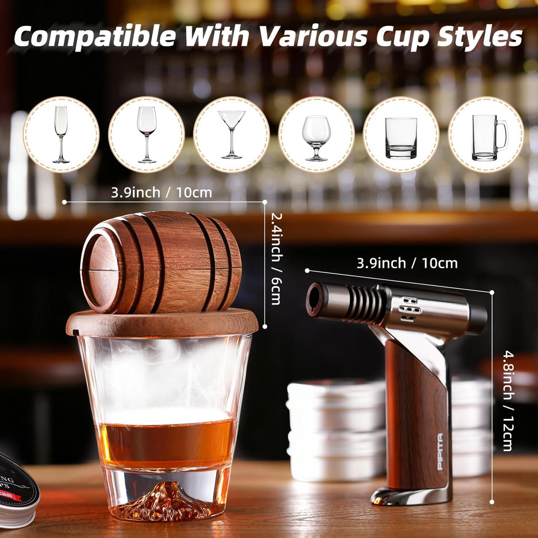 Cocktail-Räucher-Kit mit Fackel, Whisky-Räucher-Set mit 8 Geschmacksrichtungen Räucherholzchips, Alt