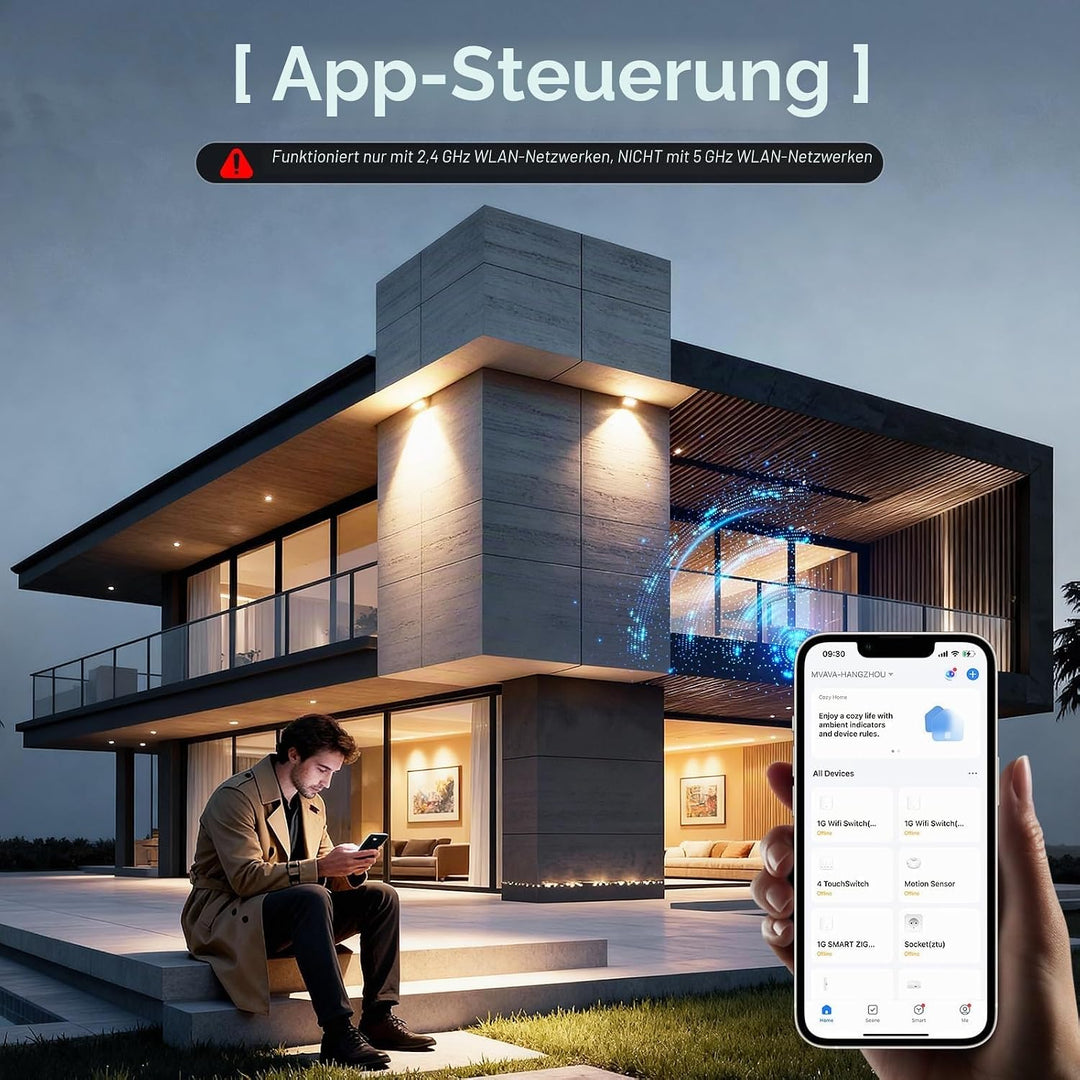 BSEED Normal Steckdose mit Smart Alexa Lichtschalter Kompatibel mit Alexa,Google Home,Touchscreen-sc