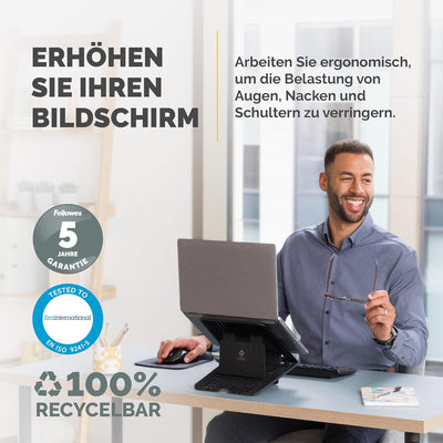 Fellowes Laptop-Ständer für den Schreibtisch - Breyta™ Verstellbarer, 100% recycelbarer Laptop-Ständ