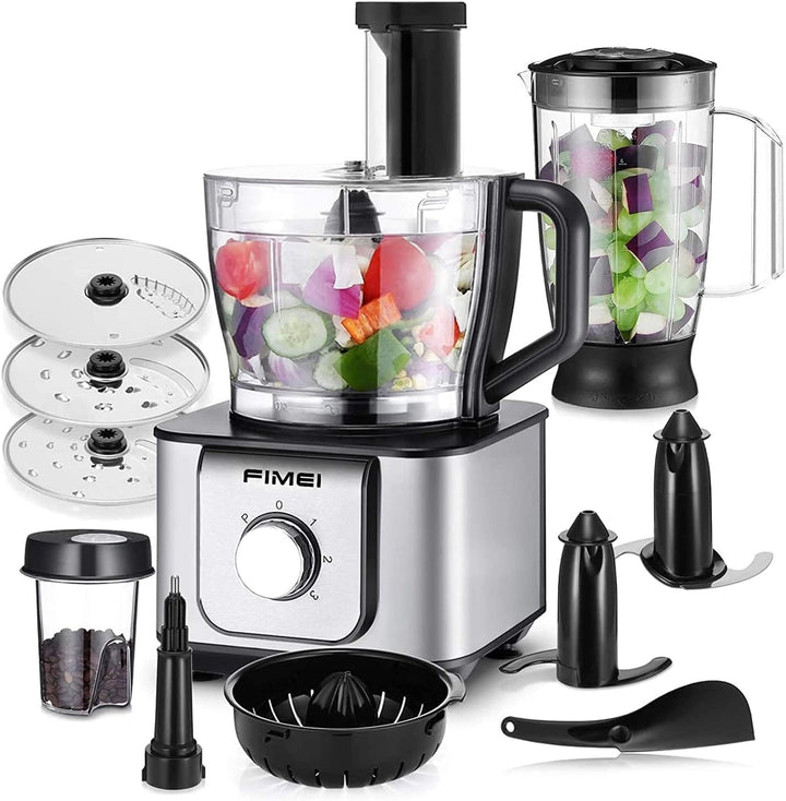 FIMEI Küchenmaschine 1100W, 11-in-1 Küchenmaschine, 3 Geschwindigkeitsstufen &amp; Pulsfunktion, 3,2L Ze
