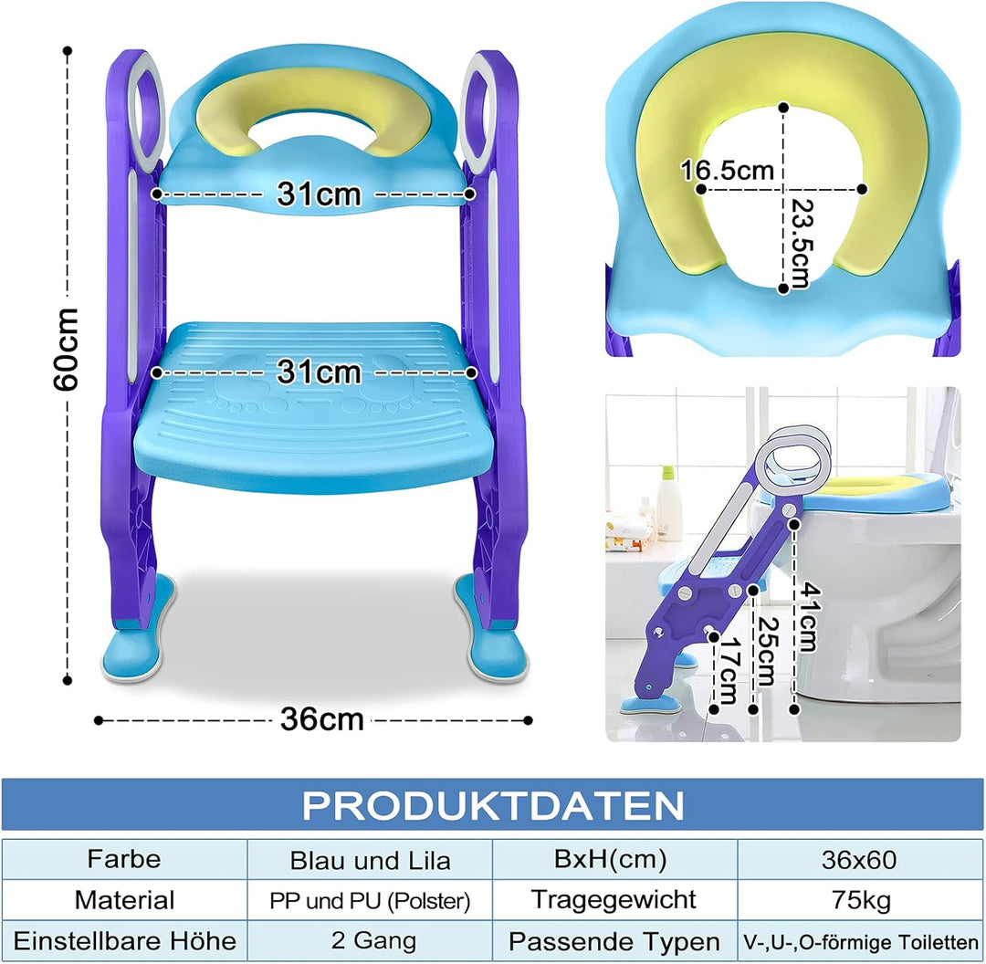 FIVMEN Faltbare Töpfchen Trainer für Kinder Toilettensitze mit Trittschemel Treppen Baby Lerntöpfche