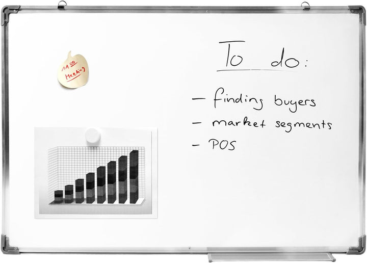 GOODS+GADGETS® Whiteboard magnetisch 60x90cm mit Alu-Rahmen &amp; Ablage