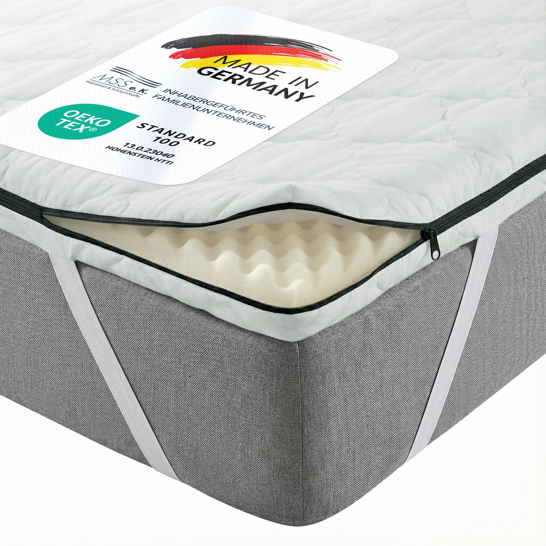 MSS® Matratzenauflage/Topper mit Noppen-Struktur und gesteppten Bezug - 80 x 200 cm - 6 cm hoch 80 x