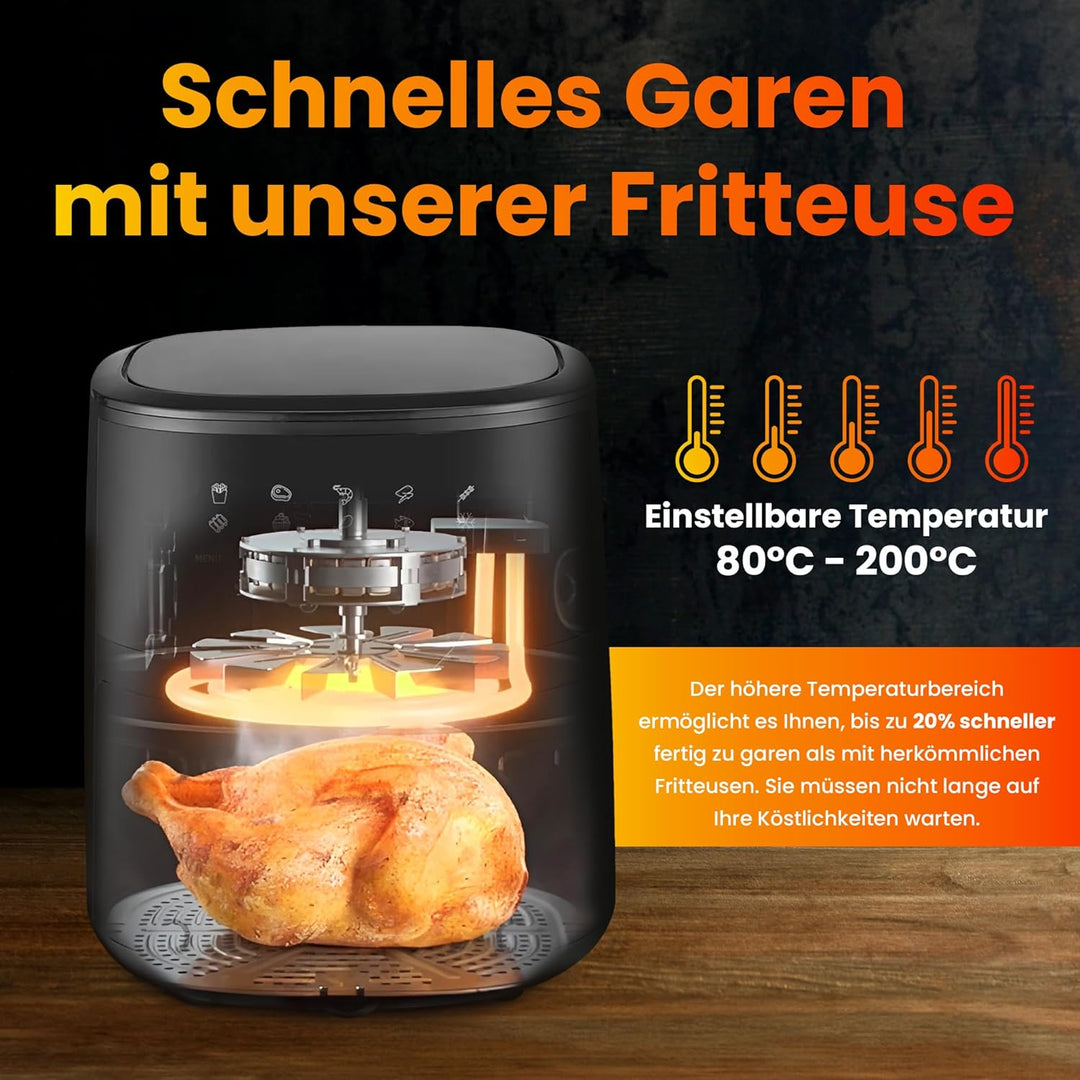 Extralink 1400W Airfryer 4.2L - Heissluftfritteuse mit 10 Kochfunktionen, Friteuse Heissluftfritteus