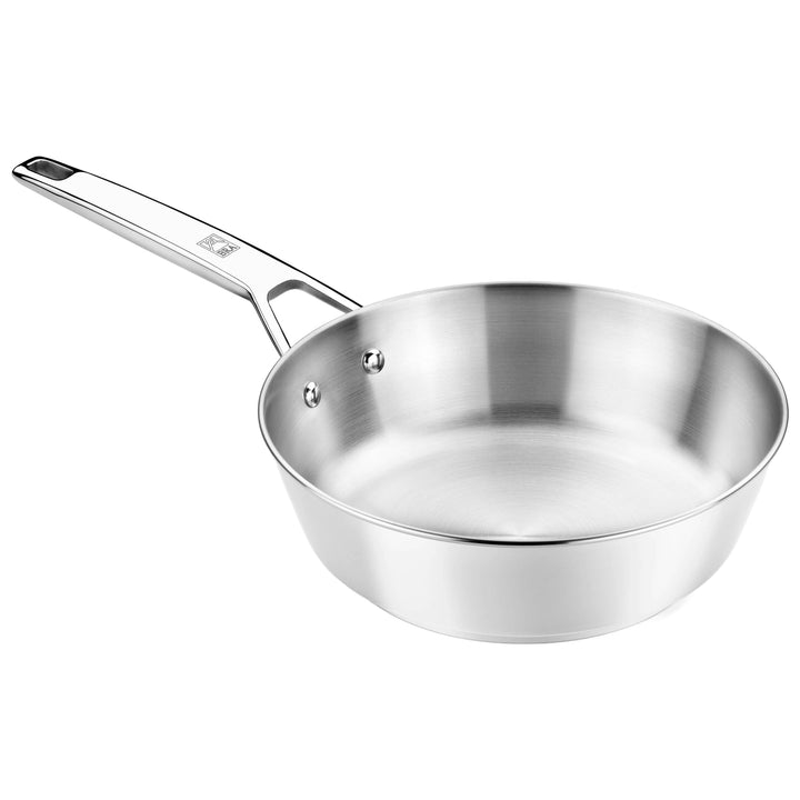 BRA Signature | Tiefe 24-cm-Pfanne, Edelstahl 18/10 | Ohne Antihaftbeschichtung, dreifacher Diffusor