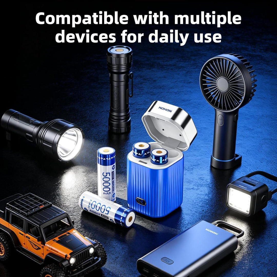 4 Fach Batterieladegerät für 21700 Akku, 5V Schnellladegerät 5000mAh 21700 Lithium-Ionen Akku Set, Ü