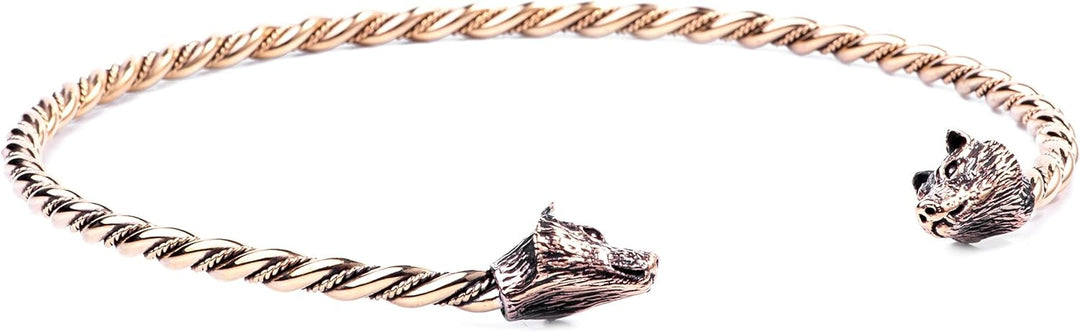 Windalf Männer Torques WULF Ø 14.5 cm Halsschmuck Odins Wölfe Handarbeit aus hochwertiger Bronze