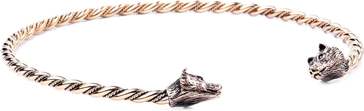 Windalf Männer Torques WULF Ø 14.5 cm Halsschmuck Odins Wölfe Handarbeit aus hochwertiger Bronze