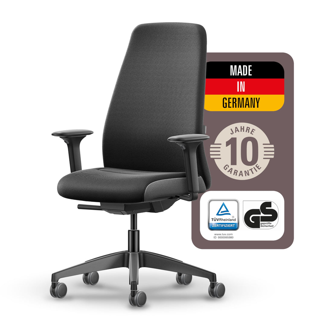 Interstuhl Style Soft+ Ergonomischer Bürostuhl mit hoher Rückenlehne – Schreibtischstuhl für grosse